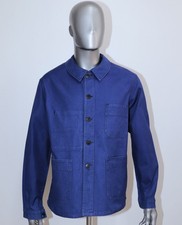 Vintage 1960s Blue Cotton Twill Work Jacket ADOLPHE LAFONT Size L Made in France