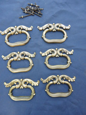 6 poignées laiton meuble commode tiroirs portes Charles X Directoire  Lg 9,6 cm