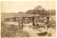 England, Devon, Celtic bridge at Postbridge Dartmoor; vintage print J.V. c.1895 