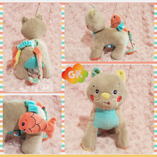 Doudou d'éveil Chat poisson Bleu Jaune Orange Sucre d'Orge - Ref C2