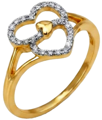 Bague coeur jaune - jaune, 14k