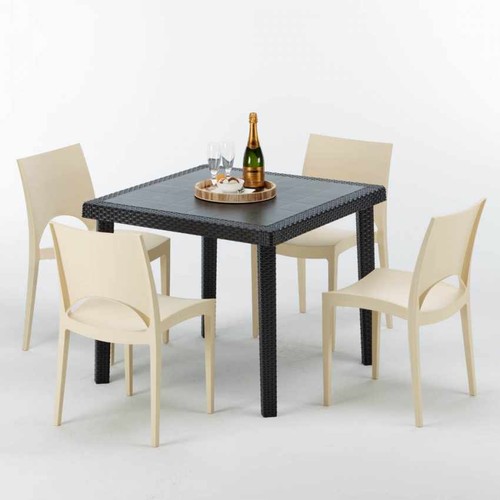 Table carrée noire 90x90cm - carrée,
