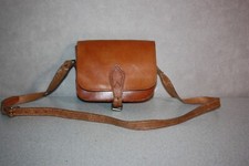 Petit sac cuir artisanal marron clair bandoulière BE