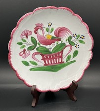 Assiette KG Lunéville fin XIXème faïence décor coq panier fleurs