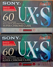 2 cassettes SONY UX-S 60 minutes TYPE I1 super CHROME Tape NEUVES