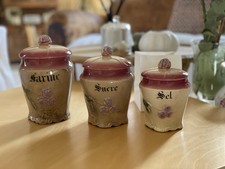 Ensemble De Pots À Épices Barbotine 1900