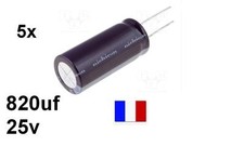 LOT 5X Condensateur chimique Radial 820uF 820µF 25V 105°C 