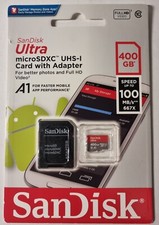 Carte MicroSDXC Ultra 400Go Classe 10, U1 SanDisk + adaptateur SD - Comme Neuve