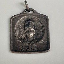 Ancien Médaille Argent Gravée Antique Sterling Silver Medal