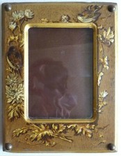 Cadre porte photo tole sérigraphie Fin 19e siècle Moineau oiseau photo frame