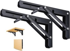 2 Pièces Support d' Étagères Pliable, 200mm Équerre Pliante Noir Support Console
