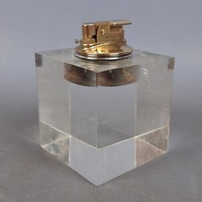 Briquet De Table Blitz Cubo En Plexiglass Et Métal Design Années 70