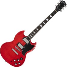 Guitare Electrique S Modele Double Cut 2 Humbucker 6 Cordes Erable Rouge Cherry