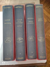 Prévert, oeuvres illustrées par Folon. 4 Vol. Numéroté. Edts A Sauret 1983. TBE