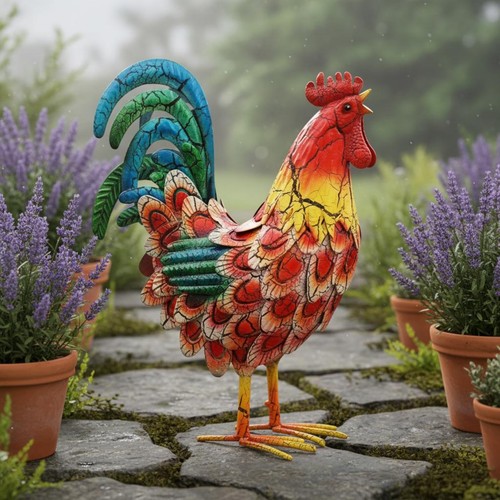 Statue coq fer - statue, en