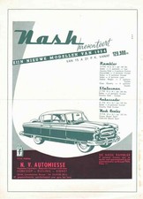 Brochure  1954 Nash Rambler / Statesman / Ambassador Belgique en flamand vlaams