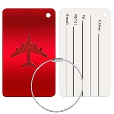 Métal Voyage Chariot Étiquette de Bagage Valise Remorque Bagage Bouclier Rouge