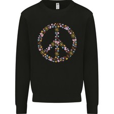 Sweat À Capuche Floral Symbole De Paix Hippie Amour Pour Hommes