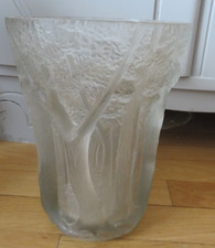 Grand vase art déco art nouveau Dans la forêt de Josef Inwald verre pressé 25 cm