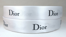 RUBAN DIOR Authentique En Satin Blanc et logo Gris - Vendu au mètre