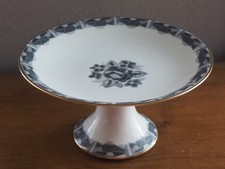 Compotier ancien en porcelaine de Limoges UNION. Roses ,frises grise. .Art déco