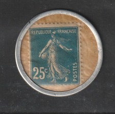 Timbre jeton pièce Monnaie 1920 Crédit Lyonnais 25 c  Semeuse Emprunt NA. TB