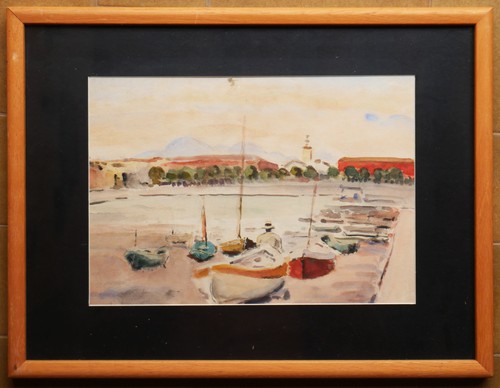 Tableau aquarelle petit port - aquarelle,
