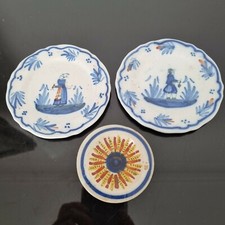 HR QUIMPER DINETTE Ancienne 3 Assiettes  Poupée Antique Doll