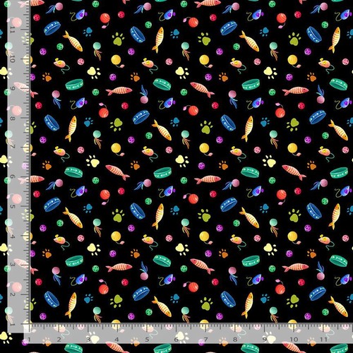 Cat fabric feline fanatic - cat,