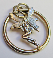 Grand pendentif couleur or fée elfe couleur argent superbe bijou vintage  515