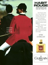 Publicité ancienne parfum Habit Rouge Guerlain 1989 issue de magazine