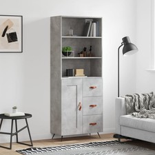 Buffet Haut Armoire de Rangement Salon Gris Béton Bois d'Ingénierie vidaXL