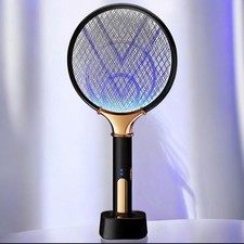 Raquette anti-moustiques 2 en 1, Rechargeable par USB, lampe tapette.