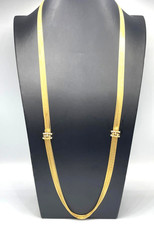 Collier Long Multifil En Or Jaune Massif 18K Vintage Années 70 Italie