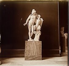 ITALIE Naples Musée national Ganymède c1900 Photo Plaque Stereo Vintage 