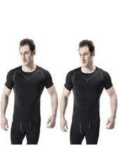 Siboya Mens 2 Pack Cool Dry Compression Baselayer Short Sleeve Tops (Black2, M)