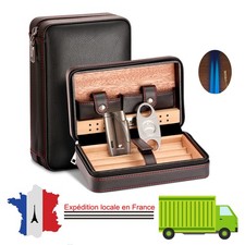 Voyages Boîte à Cigare Coupe cigare Allume-cigare briquets Flamme Torche 2 Jets