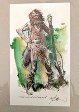 Dessin original Robinson Crusoé René Follet  Technique acrylique crayon gras