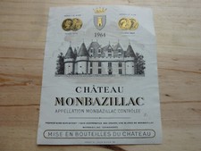 étiquette vin chateau Monbazillac 1964 wine label wein etikett Dordogne