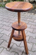 Vintage Tabouret à Vis en Bois Atelier Artiste Peintre Piano Siège Réglable