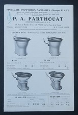 Catalogue appareil sanitaire FARTHOUAT WC porcelaine cuivre toilette chiotte