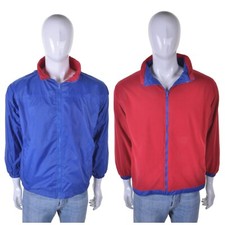 Veste En Polaire Imperméable Rétro Réversible L 80S 90S Bleu Rouge