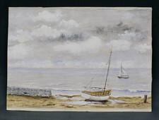Gouache sur papier marine
