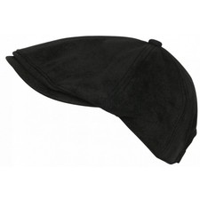Beret Casquette Gavroche Cuir Noir Suedine Vintage Ajustable Nylro-Taille unique