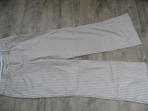Pantalon rayé beige blanc