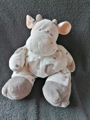 Doudou peluche vache blanche - peluche,