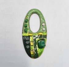 Bijou fantaisie pendentif en émaux sur cuivre signé René Bonhomme Limoges XXème