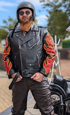 Veste Svarog England Classic Flame Biker Harley Davidson Chopper Brando
