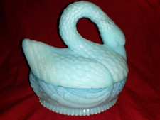 BONBONNIERE EN  OPALINE BLEUE