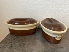 2 Anciennes Terrine Cocotte Emile Henry Poterie Culinaire Marron Four Cuisine
